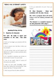 English Worksheet: CONVERSATION-TEENS AND INTERNET SECURITY+WRITING