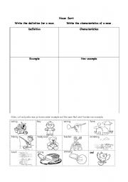 English worksheet: Noun Sort