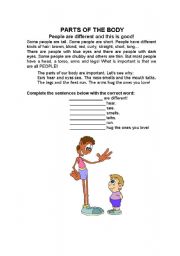 English Worksheet: Parts of the body