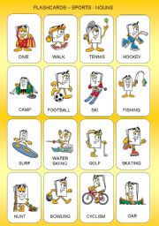 English Worksheet: FLASHCARDS - SPORTS - NOUNS