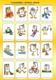 English Worksheet: FLASHCARDS - SPORTS - NOUNS - ACTIVITIES