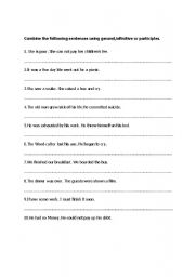 English worksheet: work sheet on the non-finites