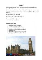 English Worksheet: England