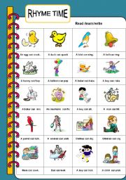 English Worksheet: RHYME TIME 1 of 2