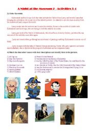 English Worksheet: A Night at the Museum 2 Activities 3-4 with keys
