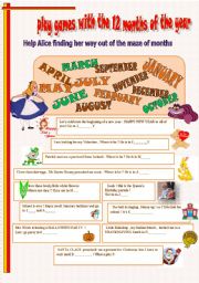 English Worksheet: months and seasons with Alice