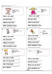 English Worksheet: personal information