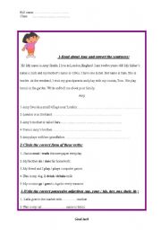 English Worksheet: Simple present