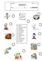 English worksheet: Personality Adjectives 1