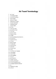 English worksheet: Air Travel Terminology