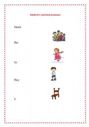 English worksheet: subjective personal pronouns