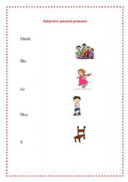 English Worksheet: subjective personal pronouns