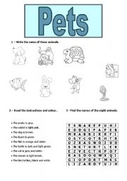 English Worksheet: Animals - pets