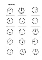 English Worksheet: What time is it?