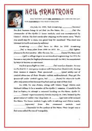 English Worksheet: SPACE EXPLORATION - NEIL ARMSTRONG