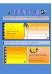 English Worksheet: DIARY WRITING