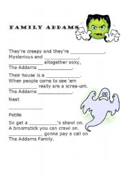English Worksheet: Music- Addams Family