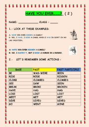 English Worksheet: have you ever...? part 2