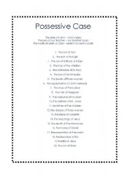 English Worksheet: Possesive Case