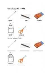English Worksheet: School Objects