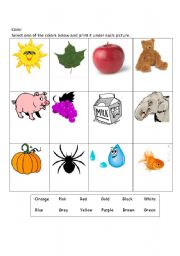 English Worksheet: Color Recognition