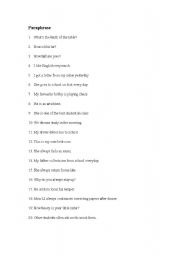 English Worksheet: paraphrase