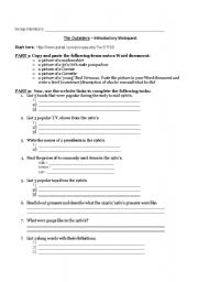 English worksheet: Outsiders webquest