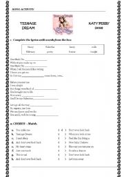 English Worksheet: Teenage Dream