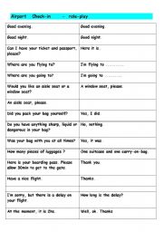 English Worksheet: At the airport check-in dialogue