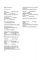 English worksheet: Band on the run - Paul McCartney