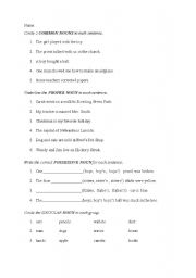English Worksheet: Nouns