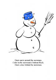 English Worksheet: Snowman Coloring Page
