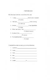 English worksheet: Using gerunds to express preference