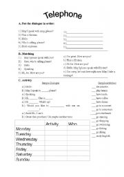 English Worksheet: Practice Telephone Vocab