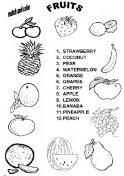 English Worksheet: FRUITS