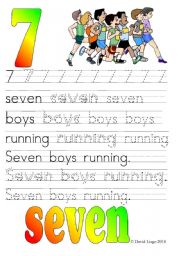 Know Your Numbers 7, 8 and 9: colour and B & W (six worksheets)