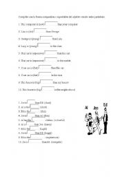 English Worksheet: comparatives and superlatives