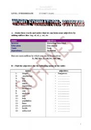 WORD FORMATION: SUFFIXES