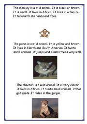 English worksheet: animals