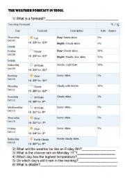 English worksheet: Weather Forecast in Seoul