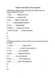 English worksheet: Present  Continuous Tense 