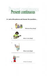 English worksheet: present cont.