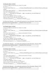 English Worksheet: Essay on a Book
