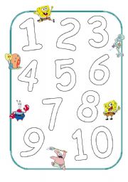 English Worksheet: Colour the numbers 1 to 10