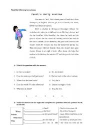 English Worksheet: Daily Routine