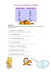 English Worksheet: pronouns (subject&object)