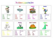 English Worksheet: Halloween Comparatives Game