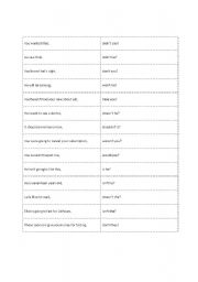 English Worksheet: Question tag game