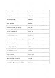 English worksheet: Question tag game