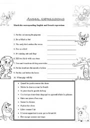 English worksheet: Animal expressions